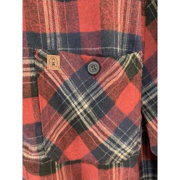 Mens XL Grunge Shirt Red Plaid Flannel Long Sleeve Button-Front 100% Cotton - Picture 11 of 11